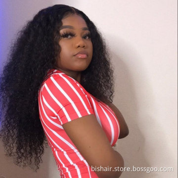 13x4 Jerry Curly Lace Front Human Hair Wigs For Black Women PrePlucked Glueless Transparent Brazilian Remy Wave Kinky Curly Wig
